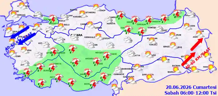 Cumartesi Günü Sabah hava durumu