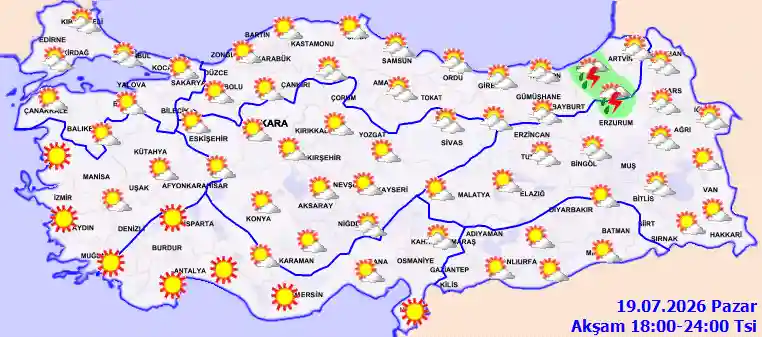 Pazartesi Günü Akşam hava durumu