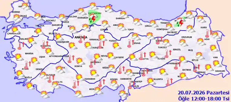 Hava durumu 20 Temmuz 2026 Pazartesi günü hava nasıl olacak?