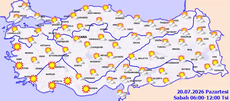 Pazartesi Günü Sabah hava durumu