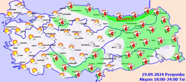 Cumartesi Günü Akşam hava durumu