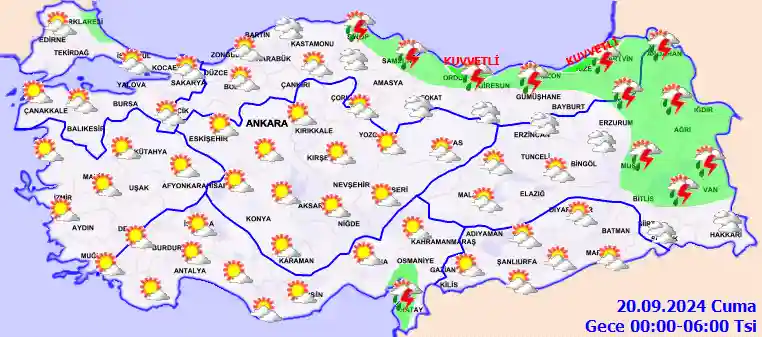 Cumartesi Günü Gece hava durumu