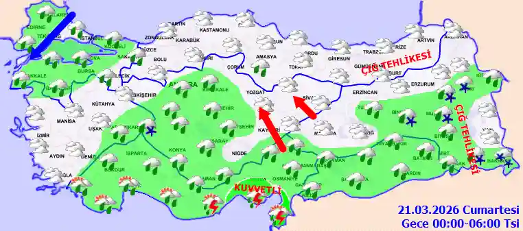 Cumartesi Günü Gece hava durumu