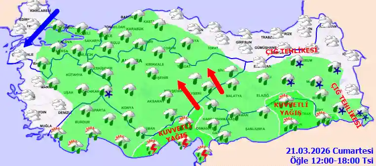Hava durumu 21 Mart 2026 Cumartesi günü hava nasıl olacak? Hava durumu 21 Mart 2026 Cumartesi günü hava nasıl olacak?