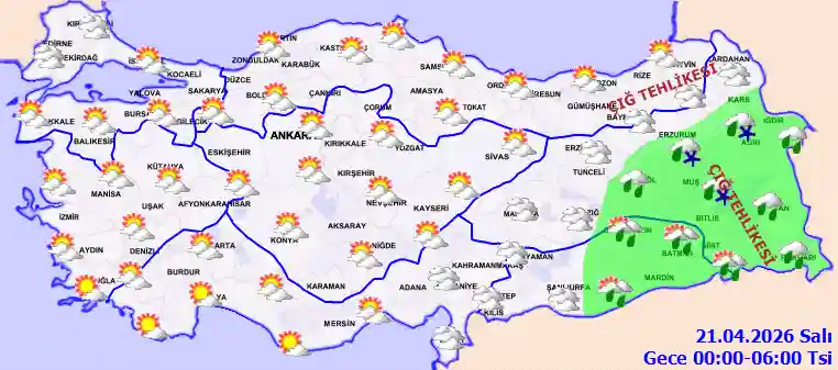 Salı Günü Gece hava durumu