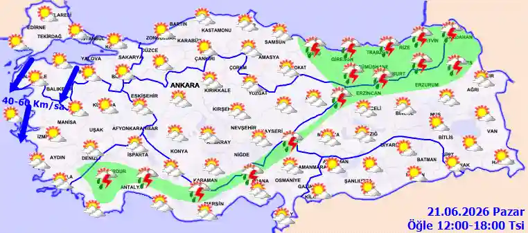 Hava durumu 21 Haziran 2026 Pazar günü hava nasıl olacak?