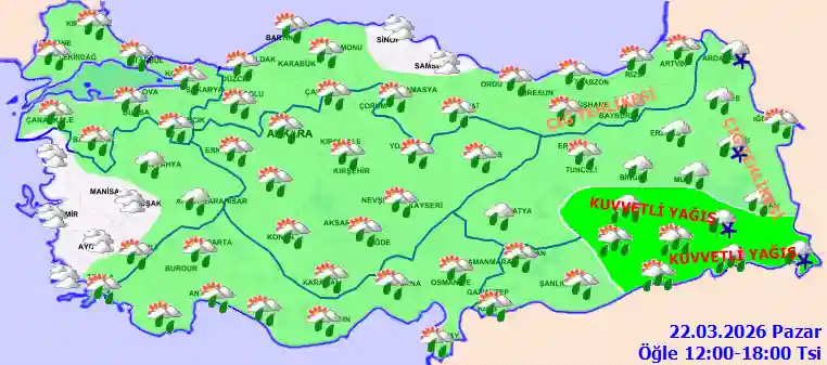 Hava durumu 22 Mart 2026 Pazar günü hava nasıl olacak?