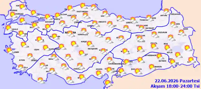 Pazartesi Günü Akşam hava durumu