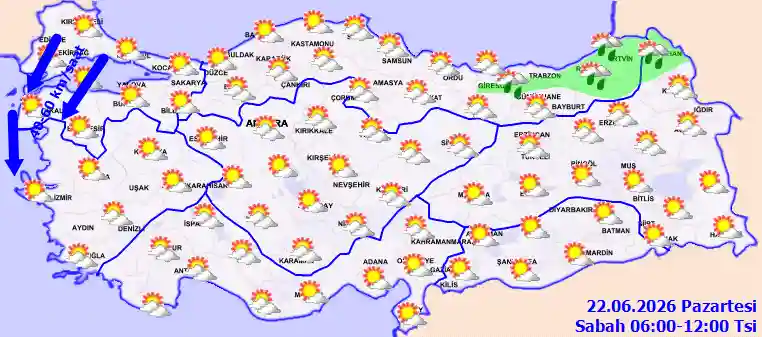Pazartesi Günü Sabah hava durumu