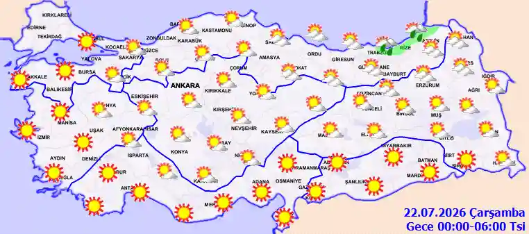 Çarşamba Günü Gece hava durumu