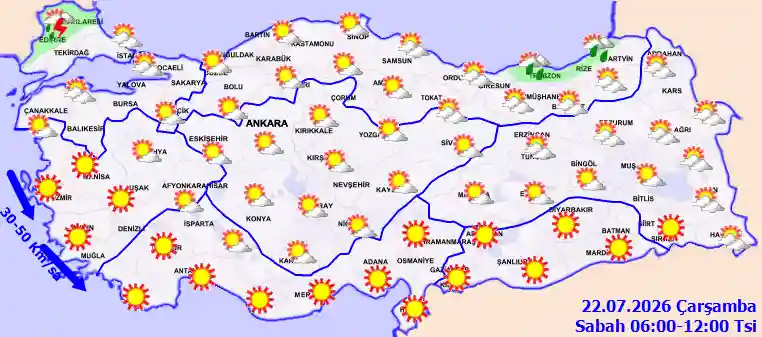 Çarşamba Günü Sabah hava durumu