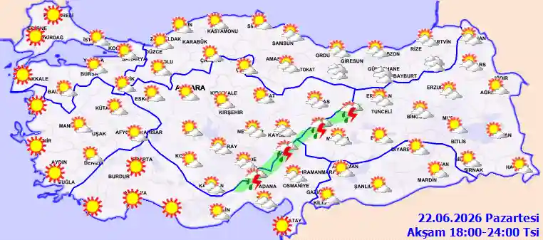 Salı Günü Akşam hava durumu