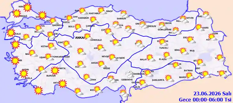 Salı Günü Gece hava durumu