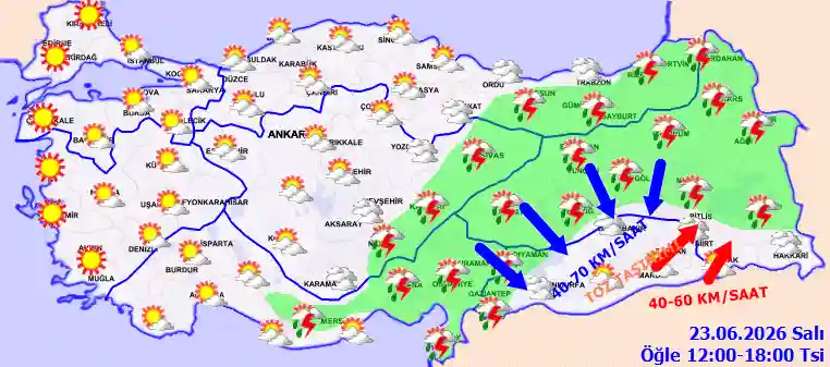 Hava durumu 23 Haziran 2026 Salı günü hava nasıl olacak? Hava durumu 23 Haziran 2026 Salı günü hava nasıl olacak?