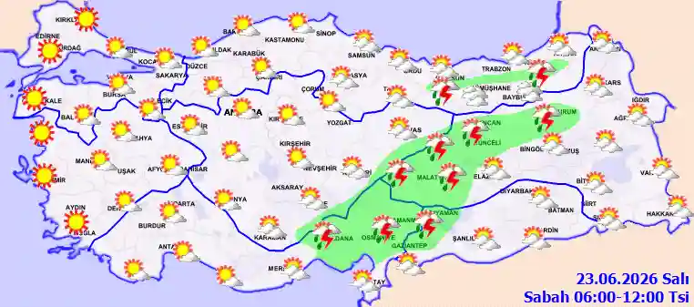 Salı Günü Sabah hava durumu