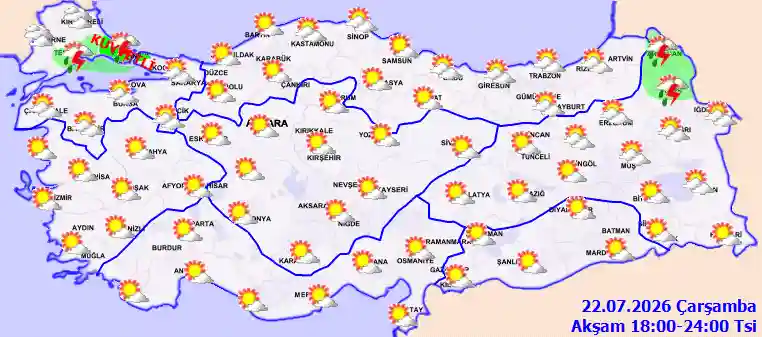 Perşembe Günü Akşam hava durumu