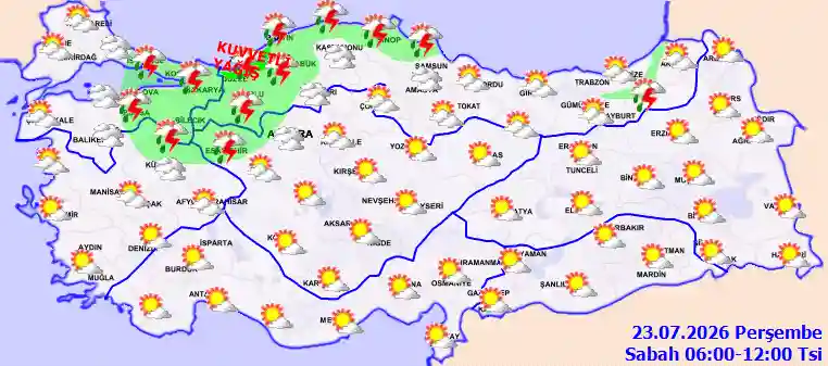 Perşembe Günü Sabah hava durumu