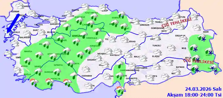 Salı Günü Akşam hava durumu