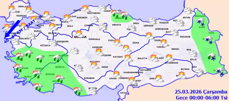 Salı Günü Gece hava durumu