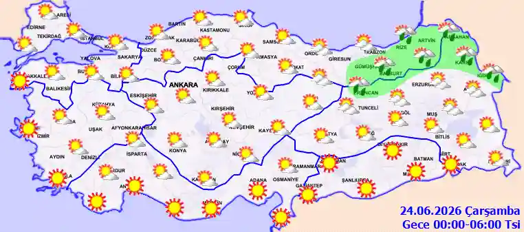 Çarşamba Günü Gece hava durumu
