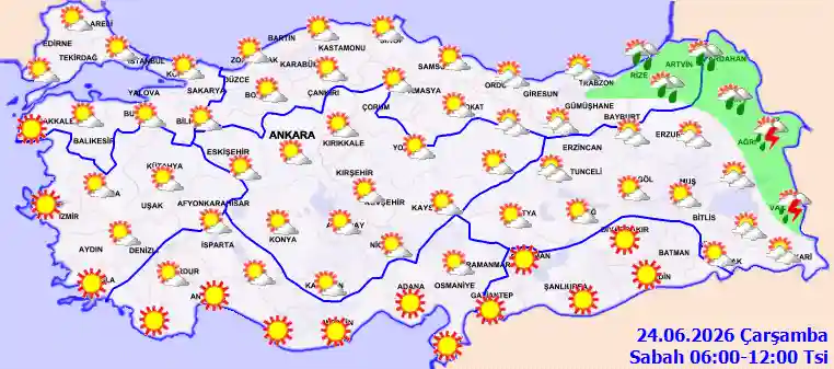 Çarşamba Günü Sabah hava durumu
