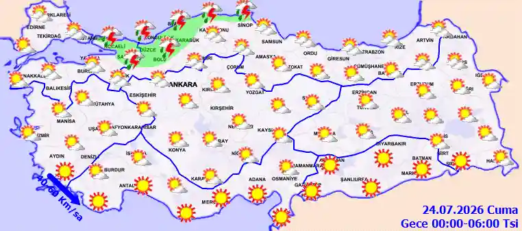 Cuma Günü Gece hava durumu
