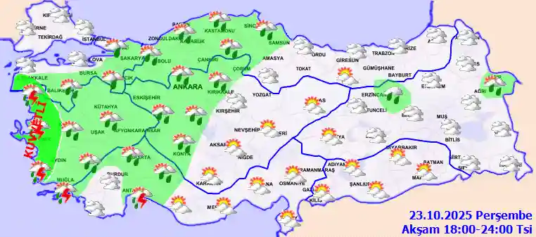 Cumartesi Günü Akşam hava durumu
