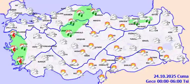 Cumartesi Günü Gece hava durumu