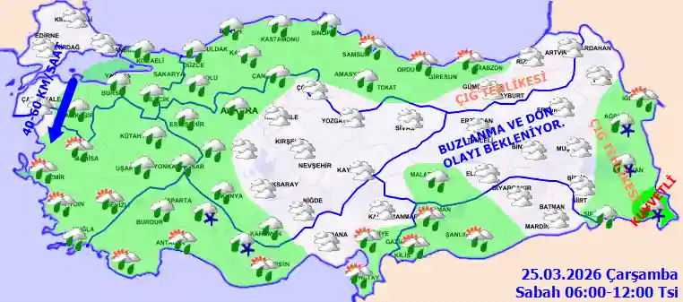 Çarşamba Günü Sabah hava durumu