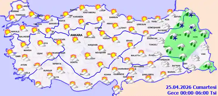 Cumartesi Günü Gece hava durumu