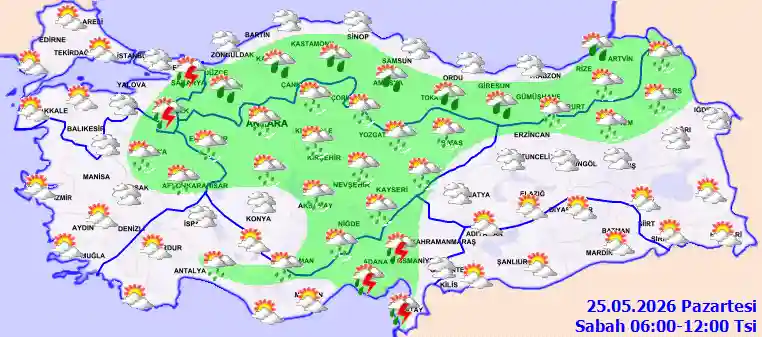 Pazartesi Günü Sabah hava durumu
