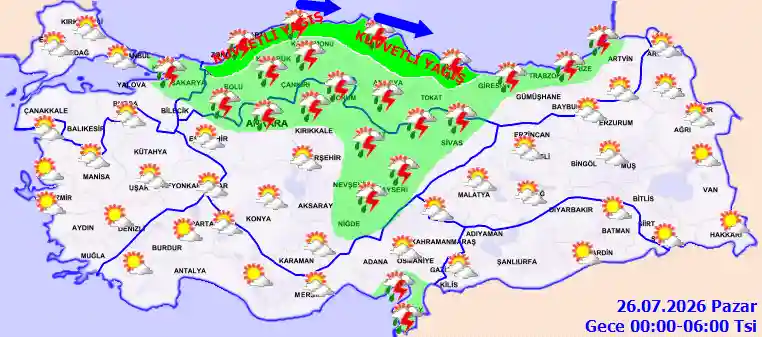 Cumartesi Günü Gece hava durumu
