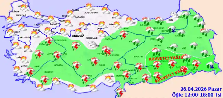 Hava durumu 26 Nisan 2026 Pazar günü hava nasıl olacak?