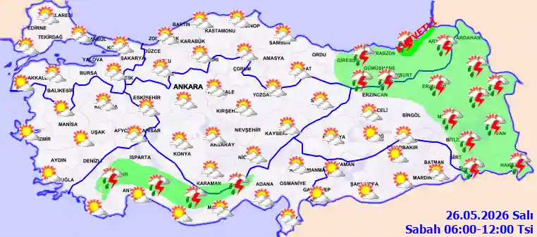 Salı Günü Sabah hava durumu