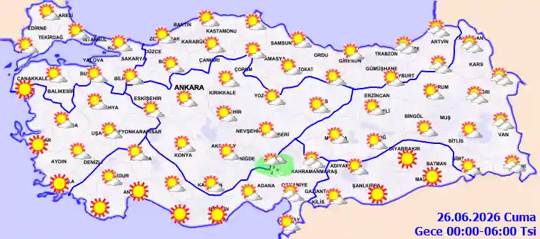 Cuma Günü Gece hava durumu