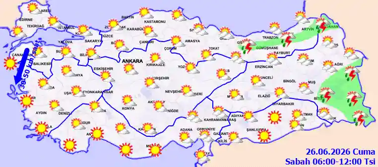 Cuma Günü Sabah hava durumu
