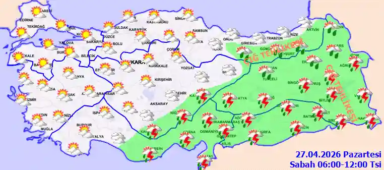 Pazartesi Günü Sabah hava durumu