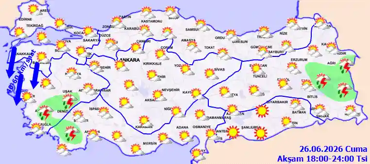 Cumartesi Günü Akşam hava durumu