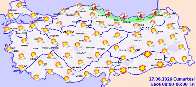 Cumartesi Günü Gece hava durumu