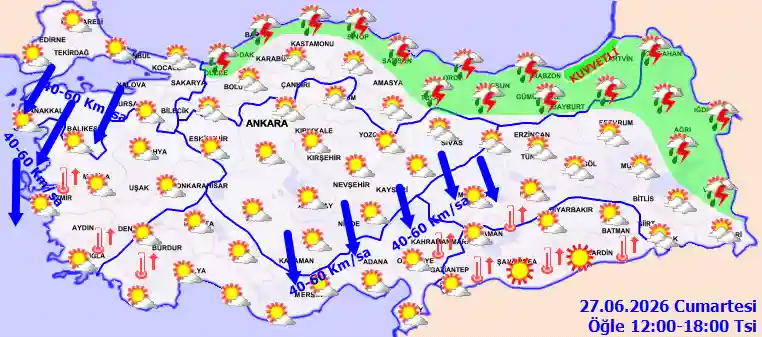 Hava durumu 27 Haziran 2026 Cumartesi günü hava nasıl olacak?