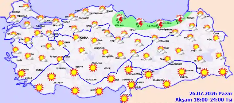 Pazartesi Günü Akşam hava durumu