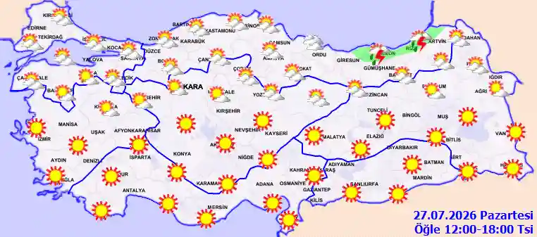 Hava durumu 27 Temmuz 2026 Pazartesi günü hava nasıl olacak?