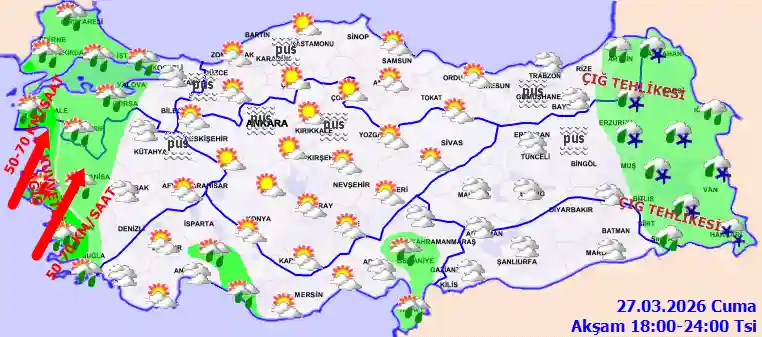 Cumartesi Günü Akşam hava durumu