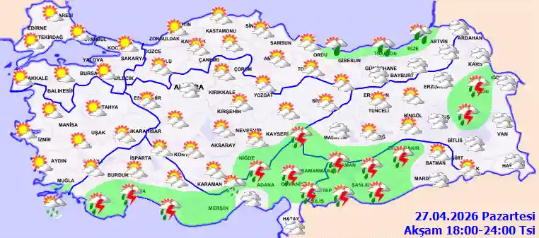 Salı Günü Akşam hava durumu