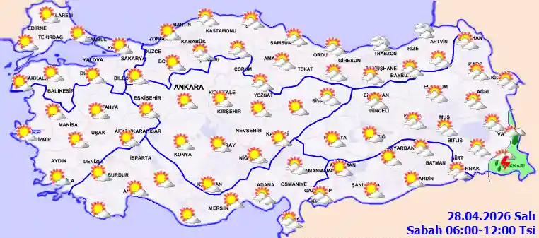 Salı Günü Sabah hava durumu