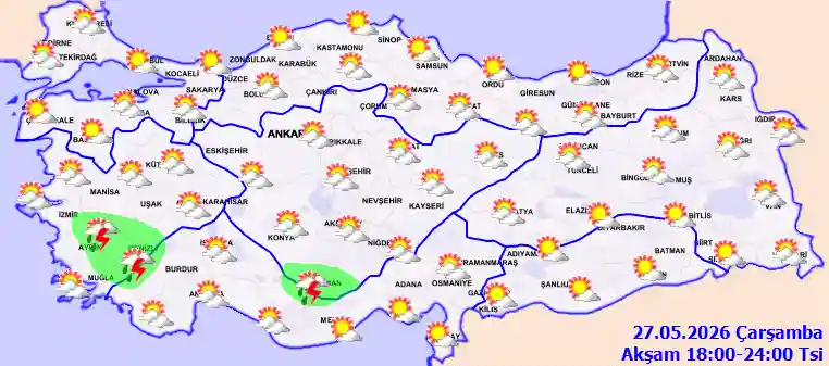 Perşembe Günü Akşam hava durumu