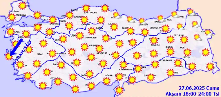 Pazar Günü Akşam hava durumu
