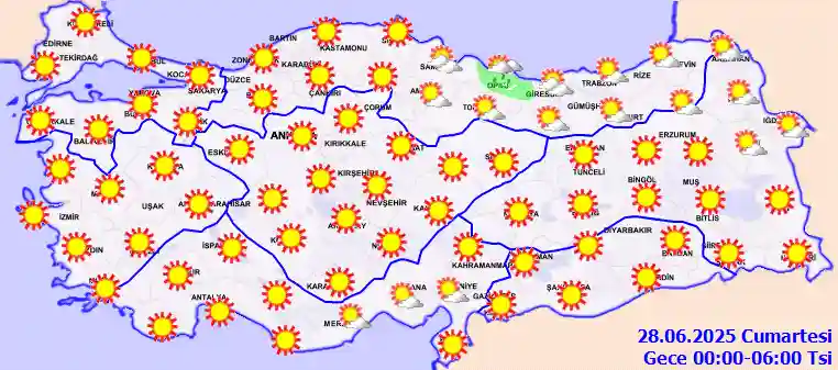 Pazar Günü Gece hava durumu