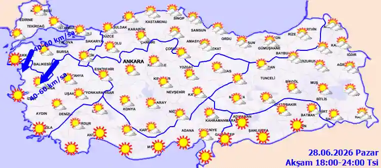 Pazar Günü Akşam hava durumu