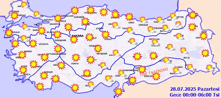 Salı Günü Gece hava durumu